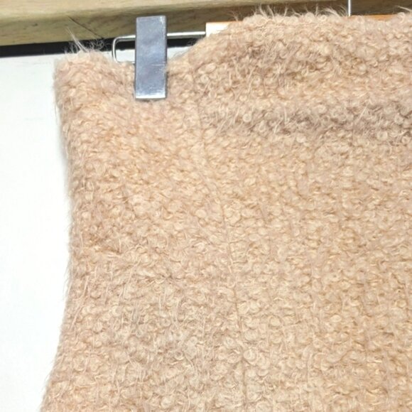 ZARA | Women's Cream/Tan Wool Blend Strapless Sherpa Teddy Bustier Top - Picture 3 of 6